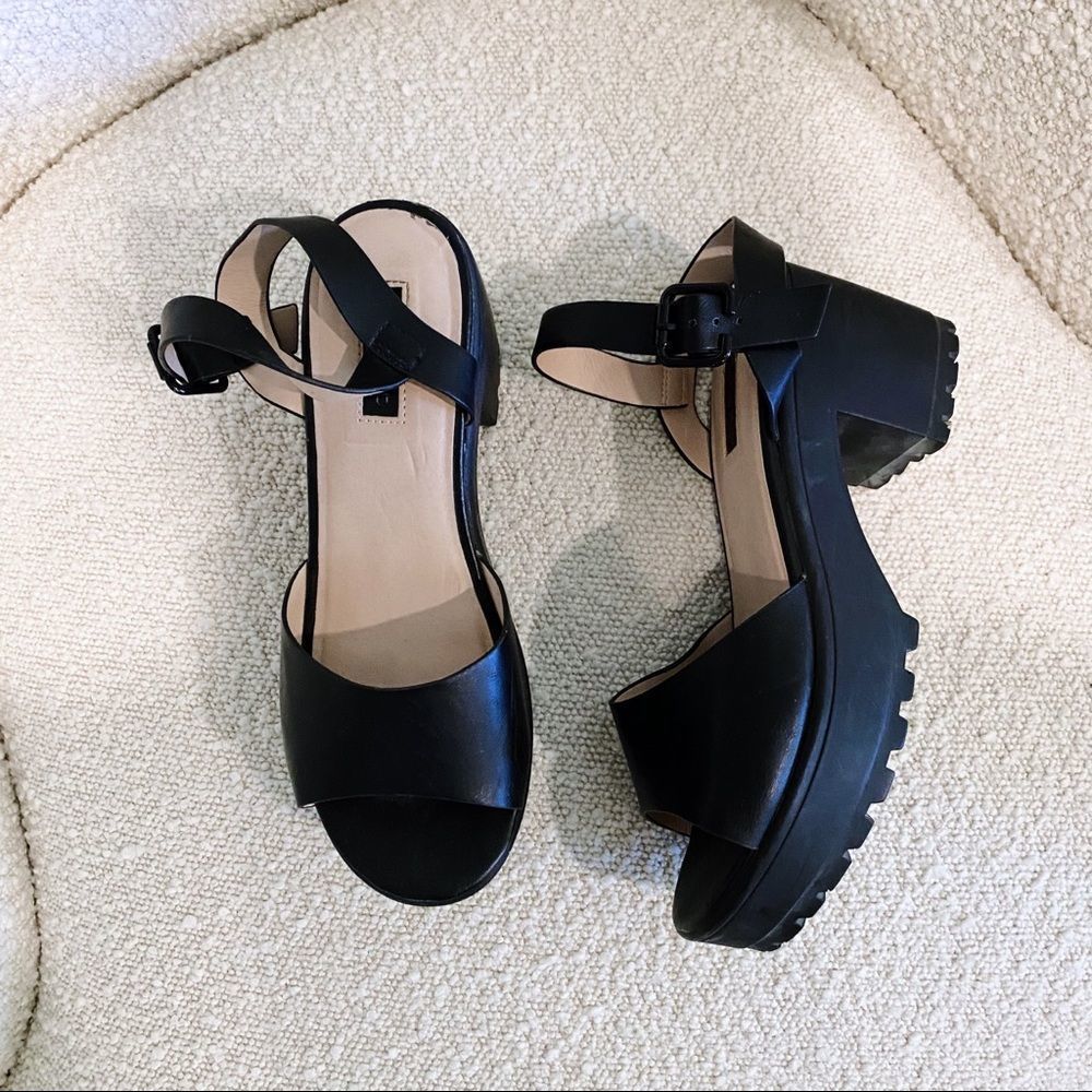 Topshop Black Lug Sole Platform Heels